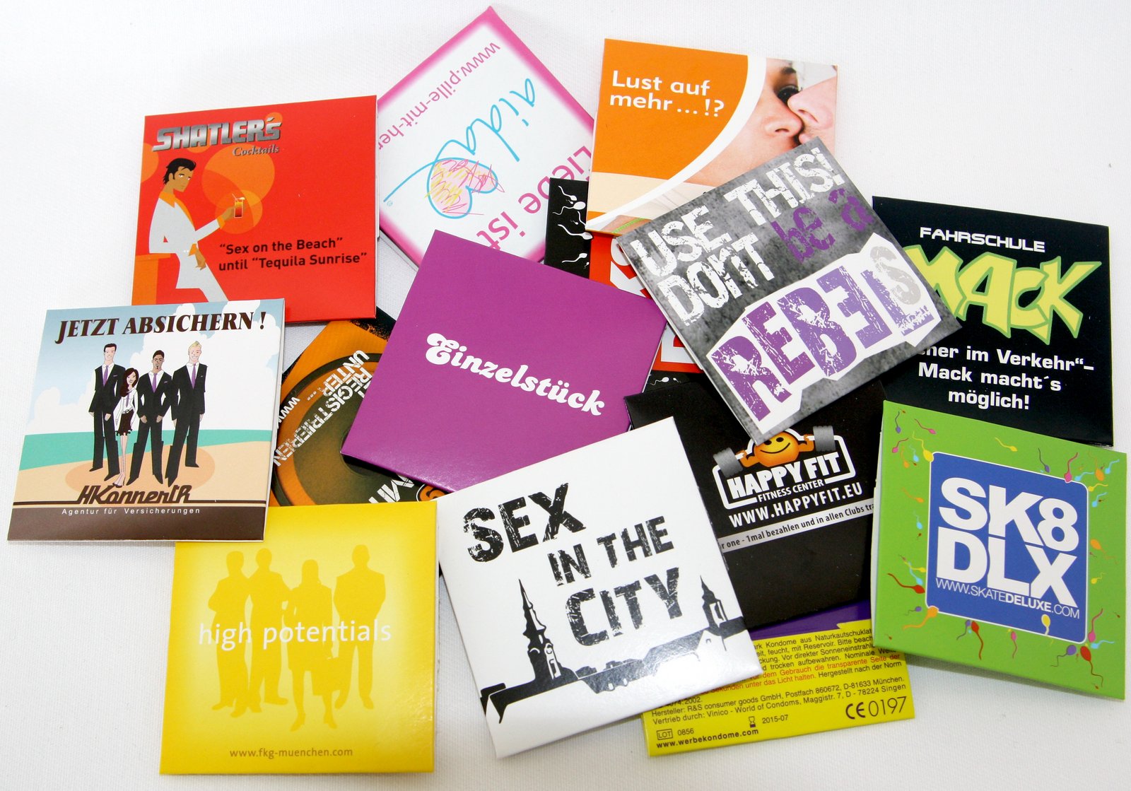 Promotional condoms in different designs